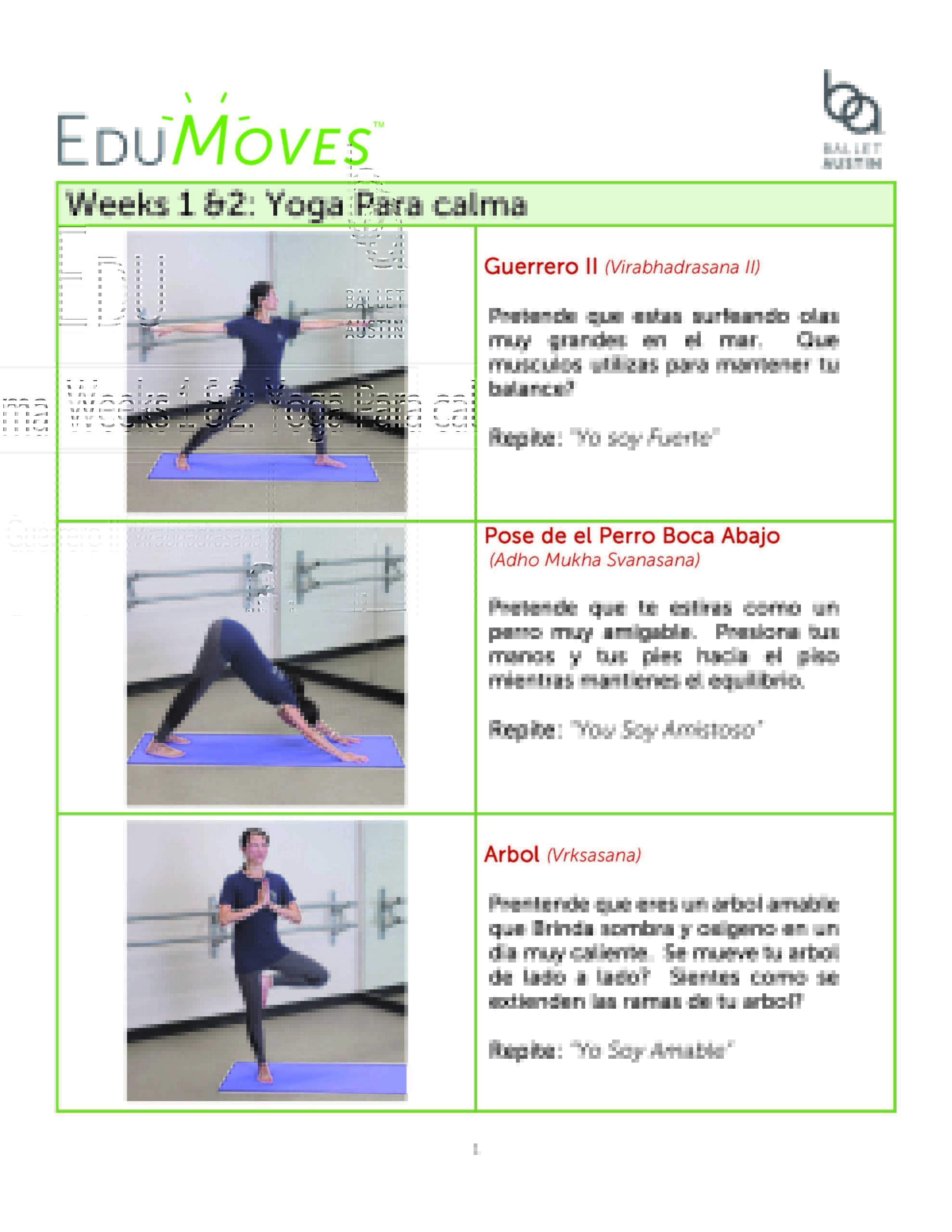 Weeks 1&2 Yoga Para calma