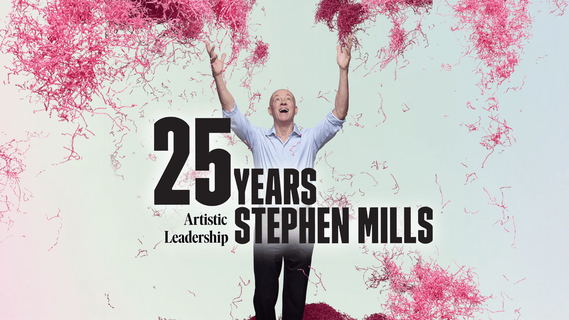 Stephen Mills Celebrating With Pink Confetti